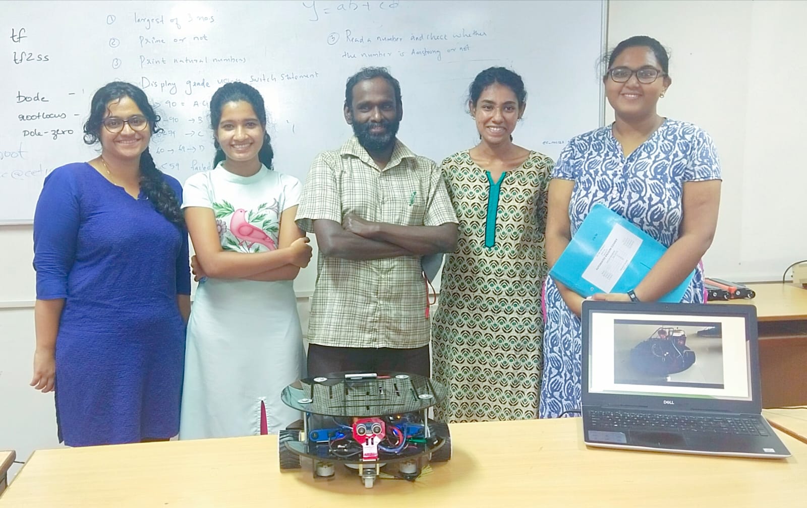 A team of 4 students - Aparna E, Divya G, M Harini and Meera S from S8 AEI, guided by Prof. Lalu V have designed and implemented Tracevac, an economical path memorising automatic vacuum cleaner. It is easy to operate, vacuums rooms quicker and is capable of detecting and navigating around obstacles. It reduces the need to stand, walk and bend while cleaning and are great for elderly individuals suffering from arthritis.